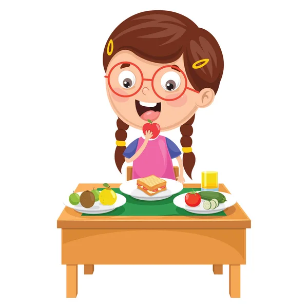 Ilustracja Wektorowa Dziecko Posiadające Śniadanie — Wektor stockowy