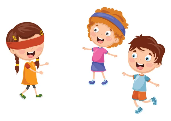 Ilustración Vectorial Niños Jugando Piel Ciego — Vector de stock