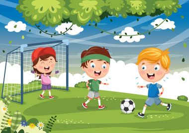 Futbol oynayan çocuk vektör çizim