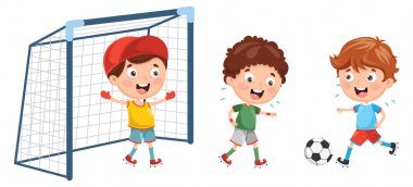 Futbol oynayan çocuk vektör çizim