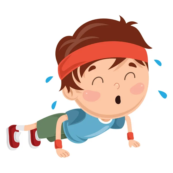 Ilustración Vectorial Del Niño Empujando Hacia Arriba — Vector de stock