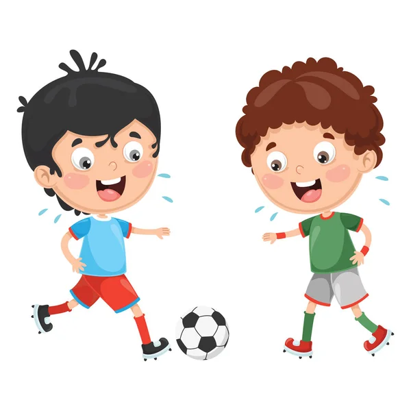 Vector Illustration Kid Playing Football — Stock Vector