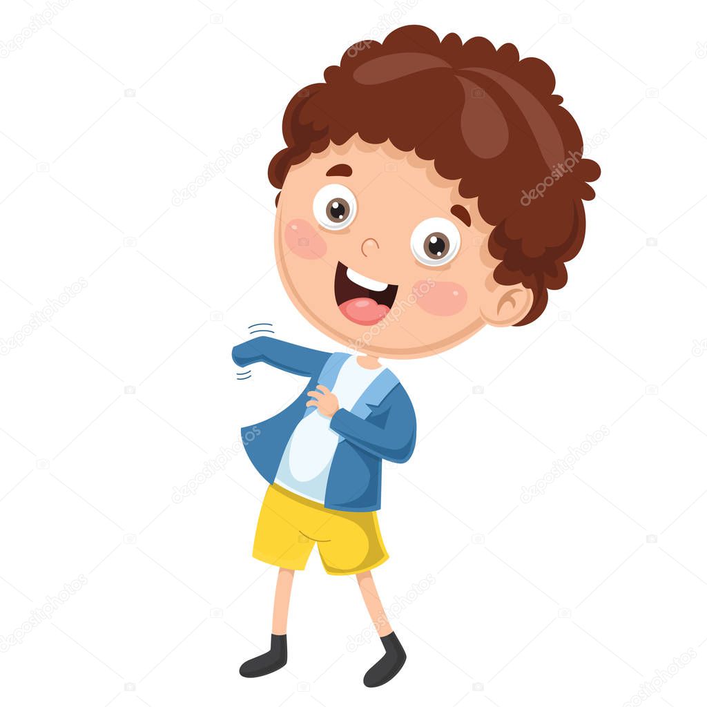 Vector Illustration Of Kid Wearing Clothes