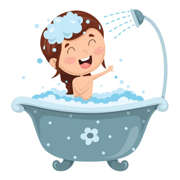 儿童沐浴的向量例证 — 图库矢量图片