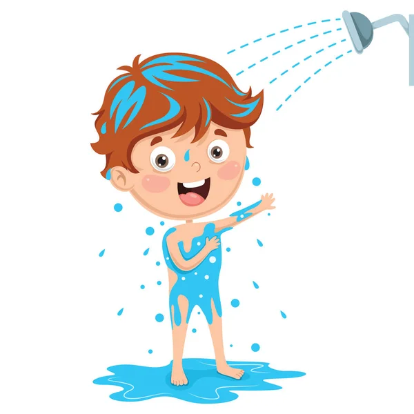 Vector Illustration Kid Bathing — Stock Vector