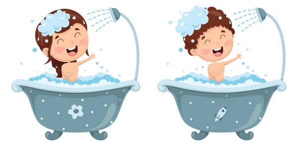 Ilustración Vectorial Baño Infantil — Vector de stock