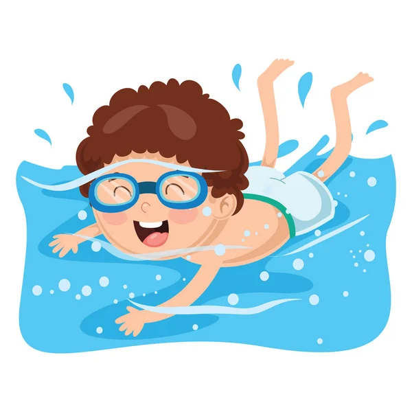 Ilustración Vectorial Natación Infantil — Vector de stock