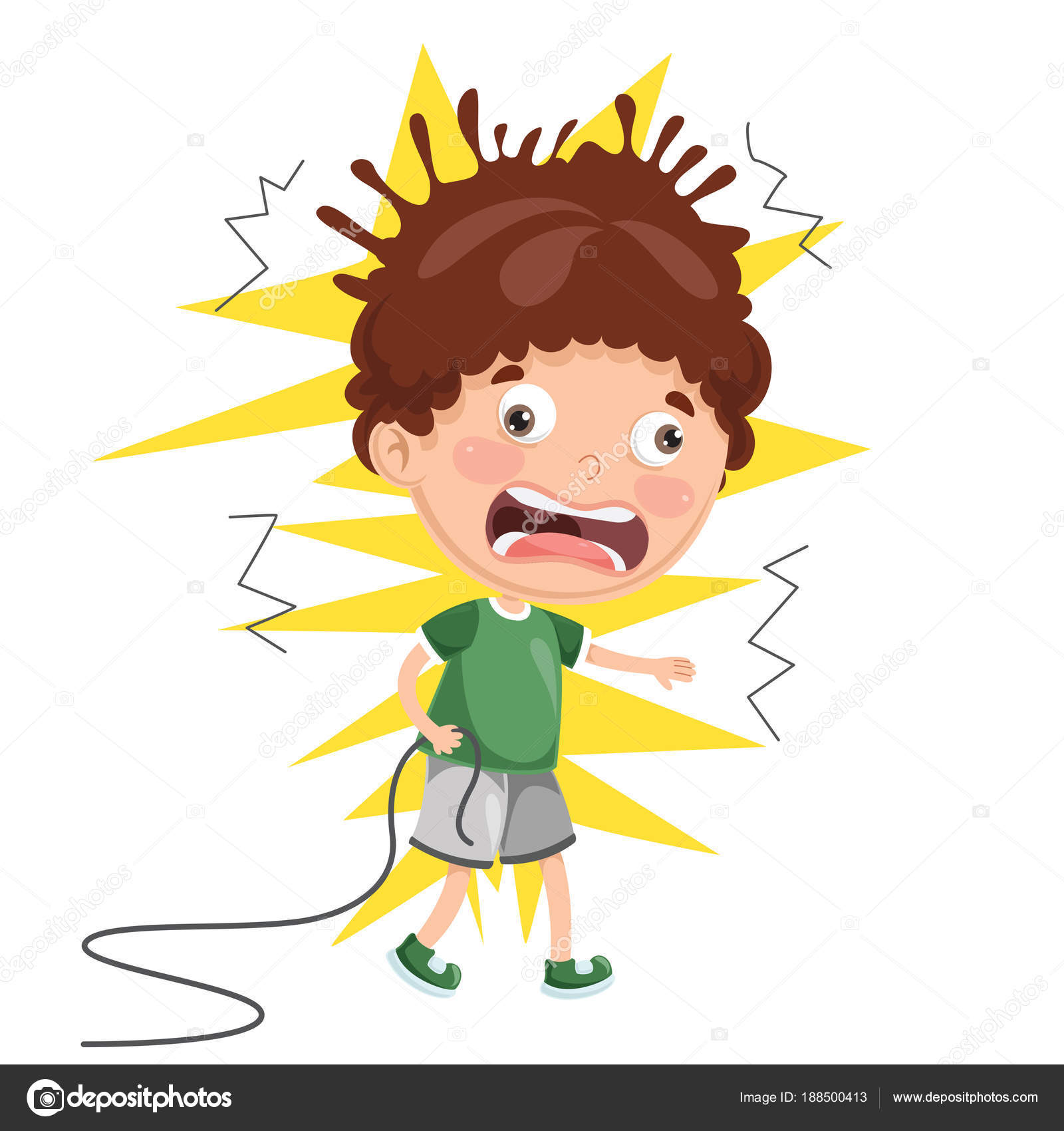 Vector Illustration Kid Electric Shock Stock Vector by ©yusufdemirci