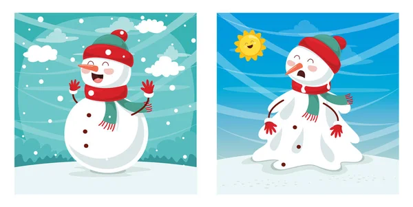 Ilustração Vetorial Boneco Neve —  Vetores de Stock