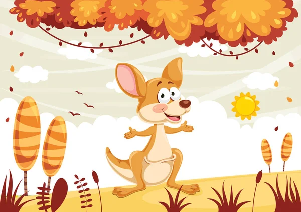 Vector Illustration Cartoon Kangaroo Dalam Bahasa Inggris - Stok Vektor