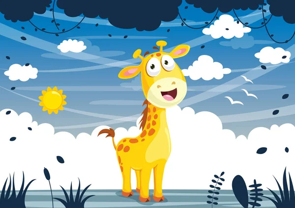 Ilustração Vetorial Girafa Dos Desenhos Animados — Vetor de Stock
