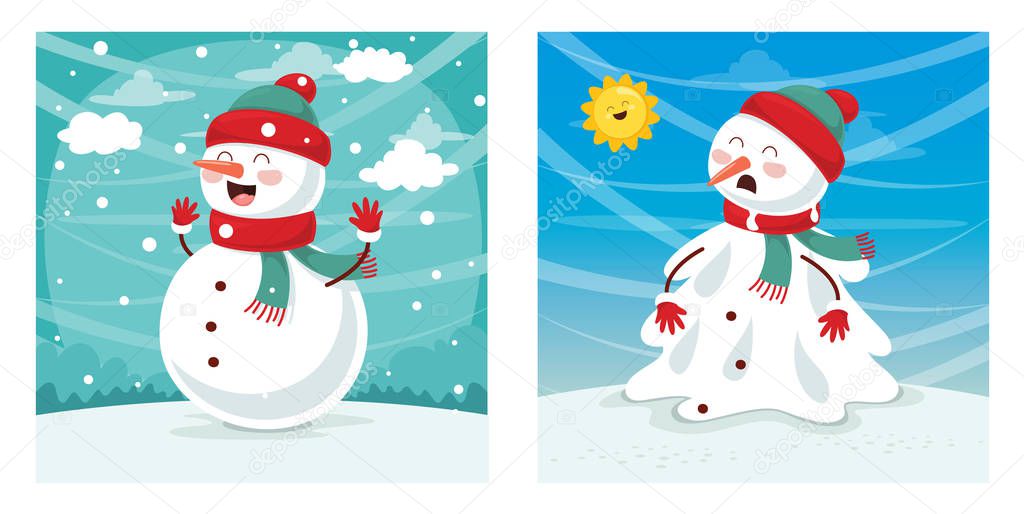 Vector Illustration Of Snowman