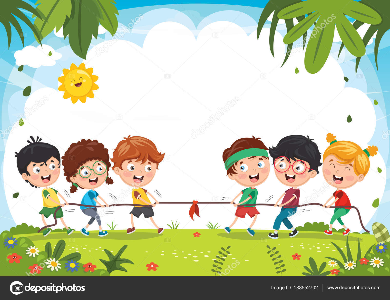 Vector Illustration Kids Playing Pulling Rope Stock Vector by ©yusufdemirci  188552702