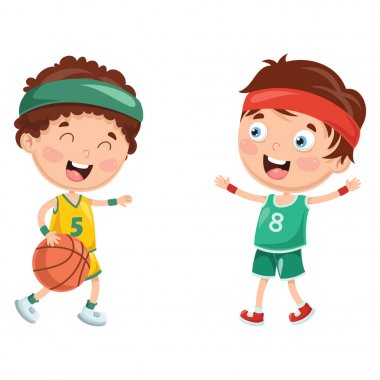 Basketbol oynayan çocuklar vektör çizim