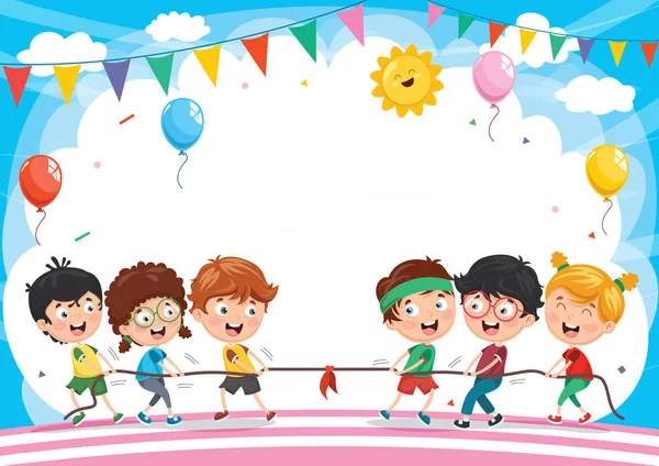 Vector Illustration Kids Playing Pulling Rope Royalty Free Stock Illustrations