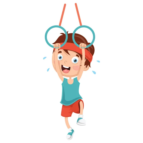 Ilustración Vectorial Niños Haciendo Deporte — Vector de stock