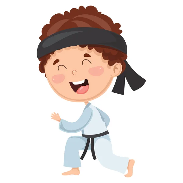 Vector Illustration Kid Making Karate — Stock Vector