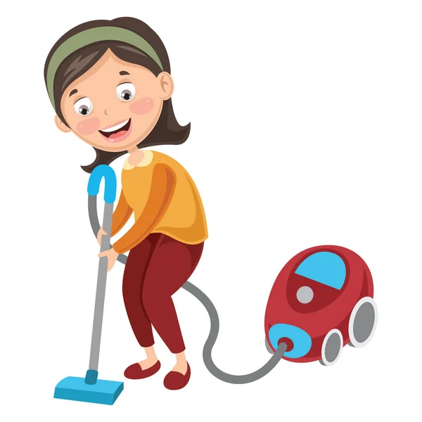 Vector Illustration Woman Doing Housework — Stock Vector