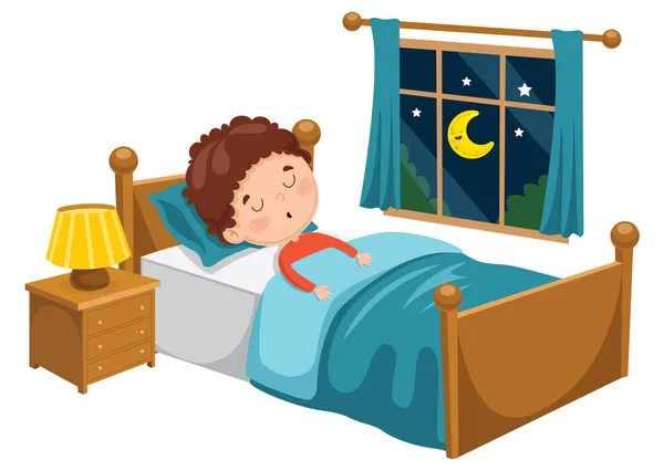 Vector Illustration Kid Sleeping — Stock Vector