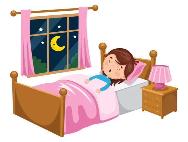 Vector Illustration Kid Sleeping — Stock Vector