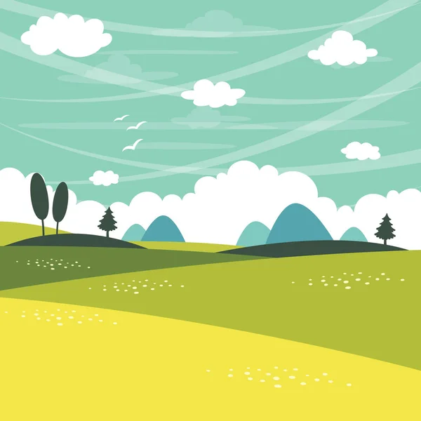 Ilustración Vectorial Del Paisaje Plano — Vector de stock