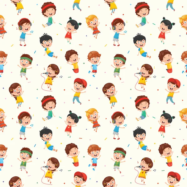 Seamless Pattern Of Funny Kids