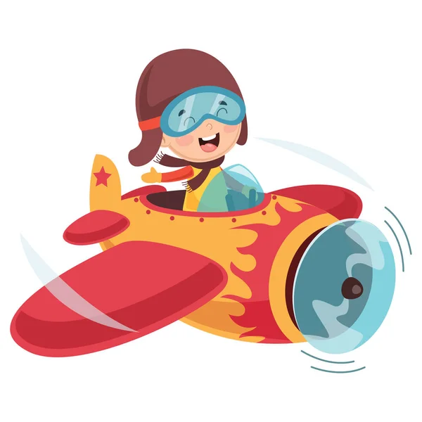 Illustration Vectorielle Avion Exploitation Kid — Image vectorielle