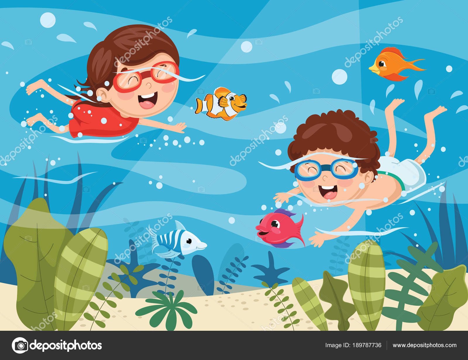Vector Illustration Kids Diving Stock Vector by ©yusufdemirci 189787736