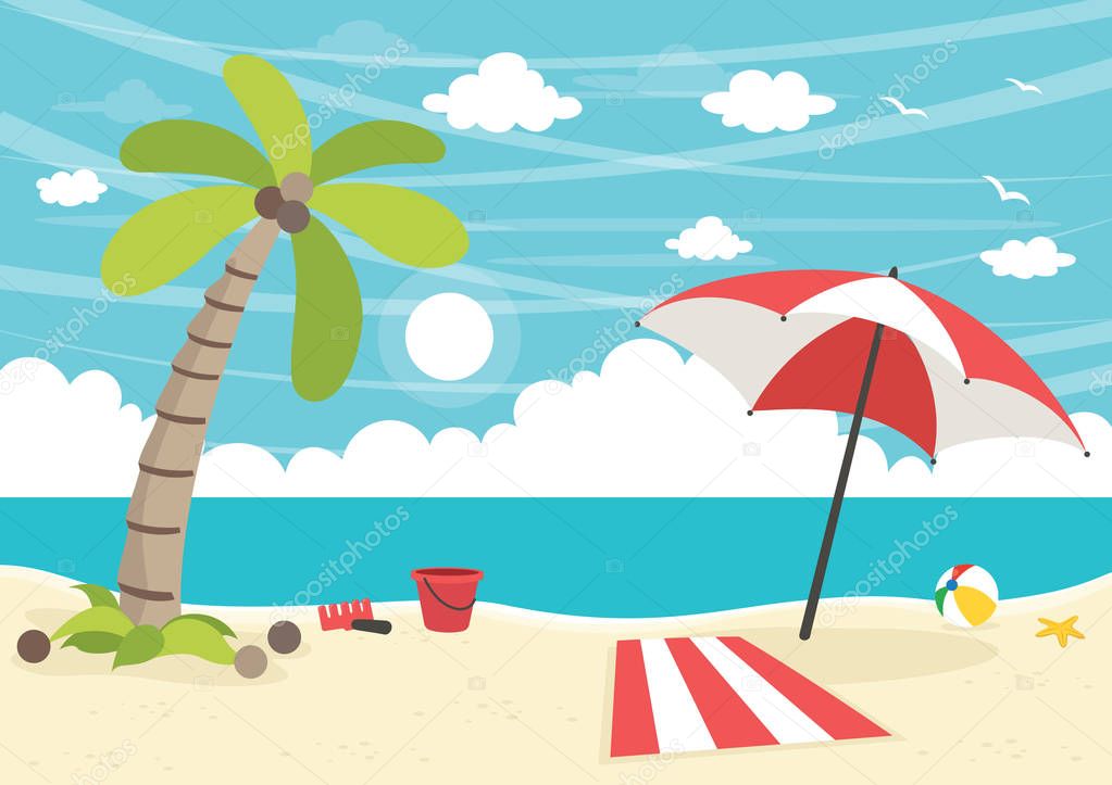 Vector Illustration Of Beach