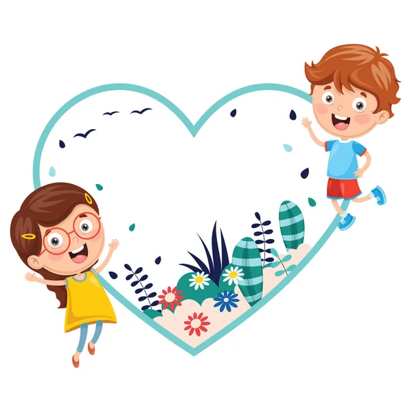 Ilustración Vectorial Niños Sosteniendo Banner Primavera — Archivo Imágenes Vectoriales