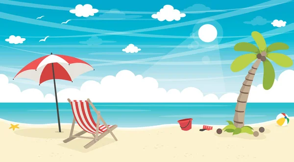 Vector Illustration Summer Beach Background — Stock Vector