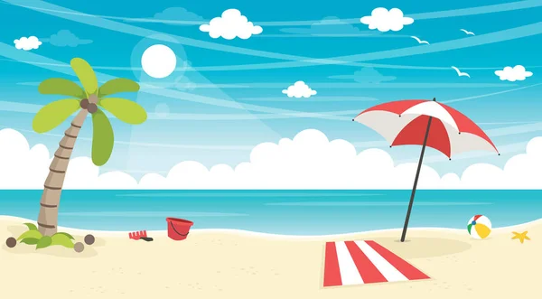 夏のビーチの背景のベクトルイラスト — ストックベクタ