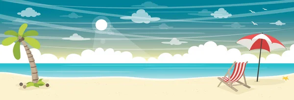 Vector Illustration Summer Beach Background — Stock Vector