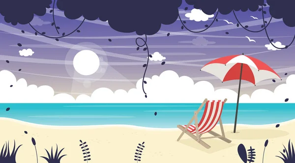 Ilustración Vectorial Fondo Playa Verano — Archivo Imágenes Vectoriales