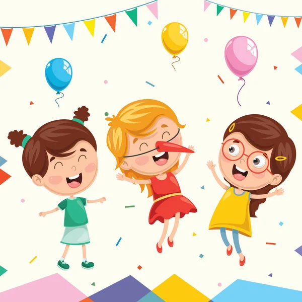 Vector Illustration Kids Birthday Party — Stock Vector