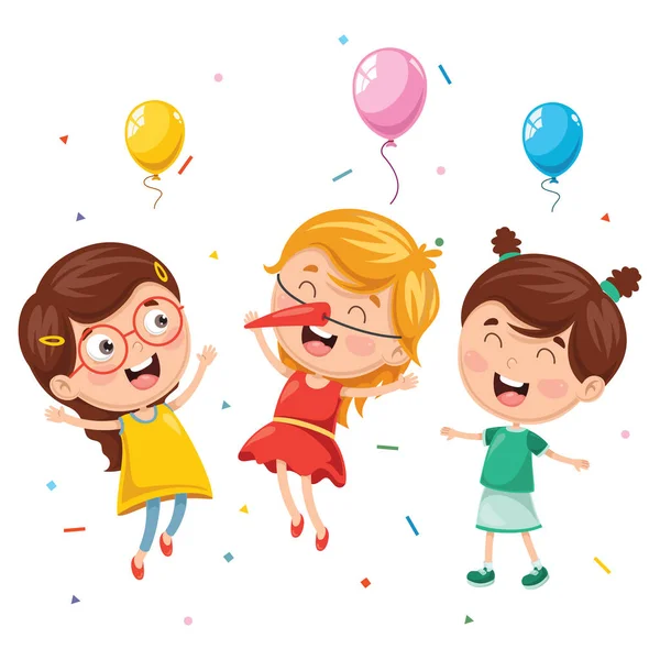 Vector Illustration Kids Birthday Party — Stock Vector