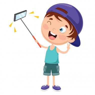 Taşınabilir aygıt kullanarak çocuk vektör çizim