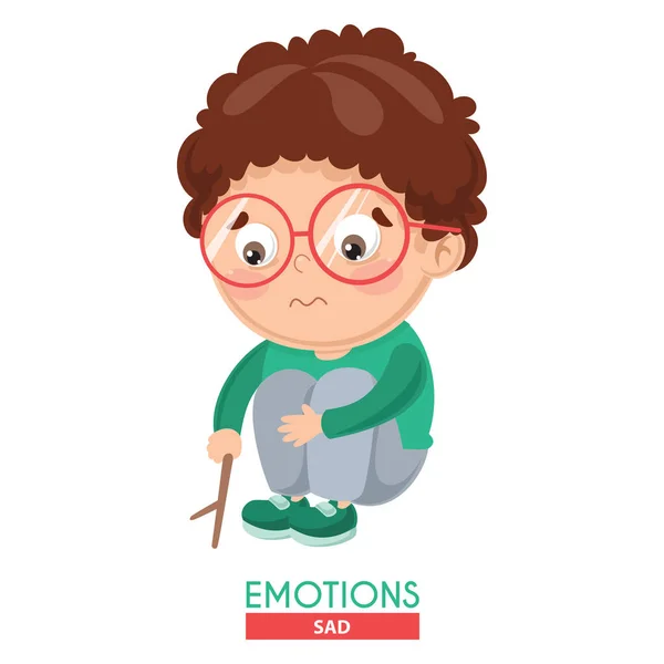 Vector Illustration Of Sad Kid Emotion