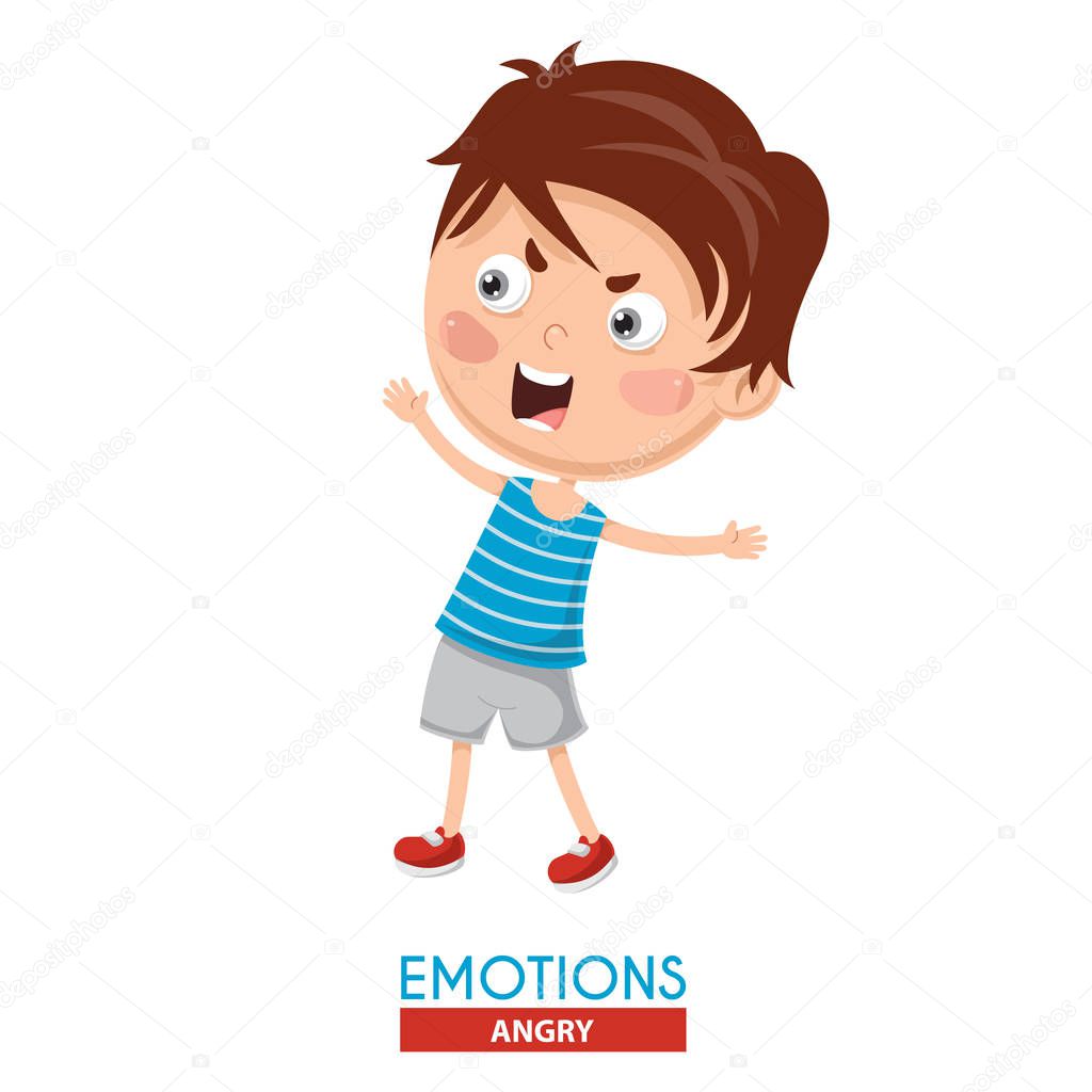 Vector Illustration Of Angry Kid Emotion