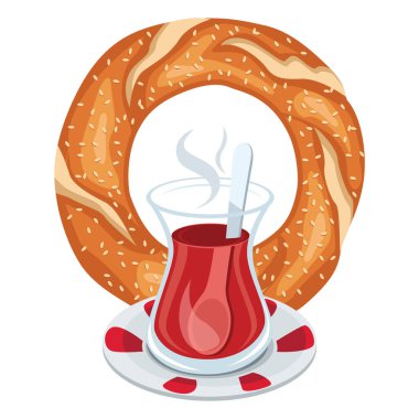 Simit Amd çay vektör çizim