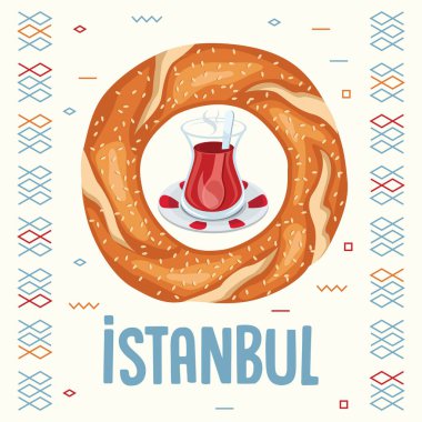 Simit Amd çay vektör çizim