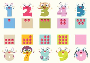 Çizgi film numaralarının vektör illüstrasyonu