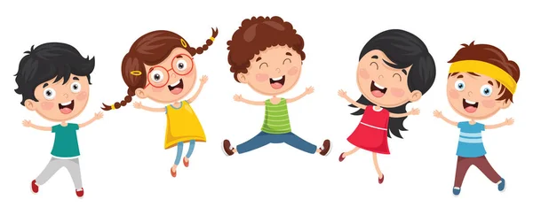 Vector Illustration Funny Kids Playing — Stock Vector