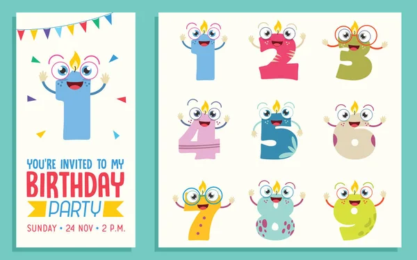 Birhday Convite Card Design — Vetor de Stock