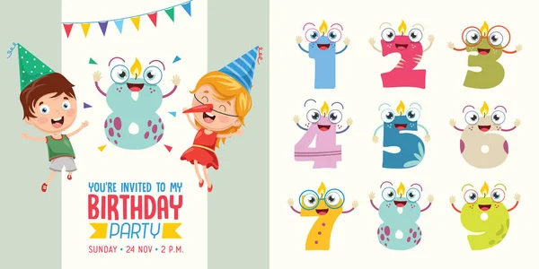 Birhday Convite Card Design — Vetor de Stock