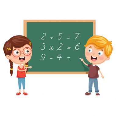Matematik dersine olan çocuklardan vektör çizimler