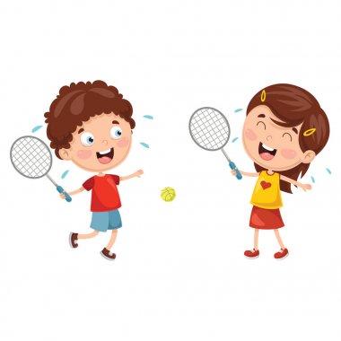 Tenis oynayan çocuklar vektör çizim