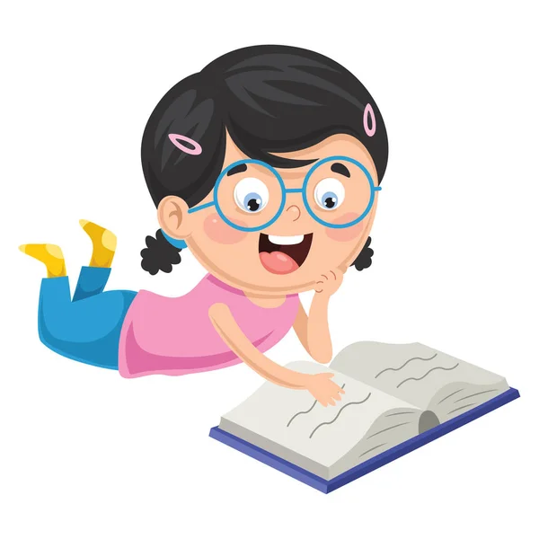 Εικονογράφηση Διάνυσμα Παιδί Ανάγνωση Του Βιβλίου — Διανυσματικό Αρχείο