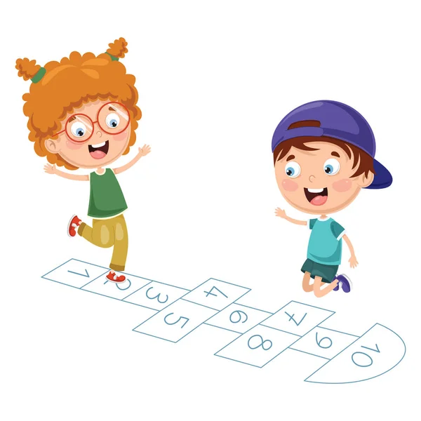 Vektor Illustration Von Kindern Die Hopscotch Spielen — Stockvektor