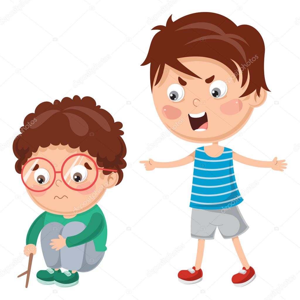 Vector Illustration Of Kid Shouting His Friend